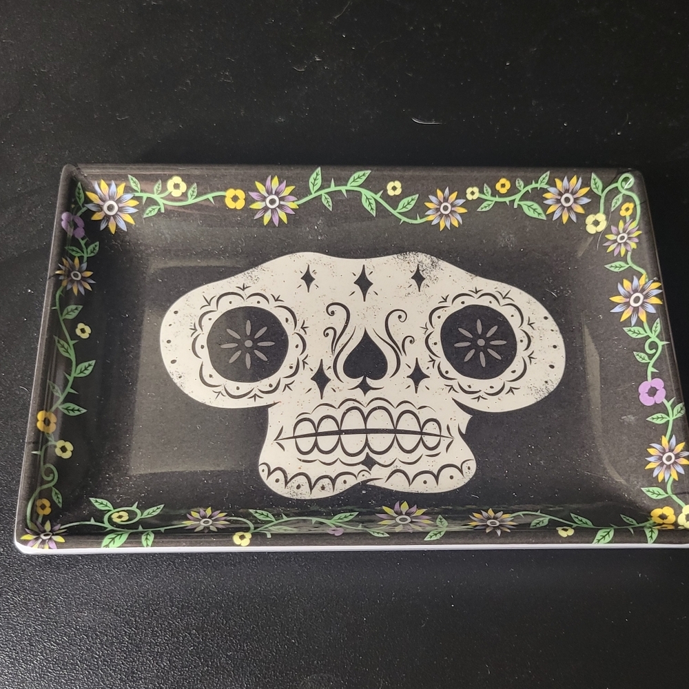 Cost Plus World Market Black and White Skull Tray